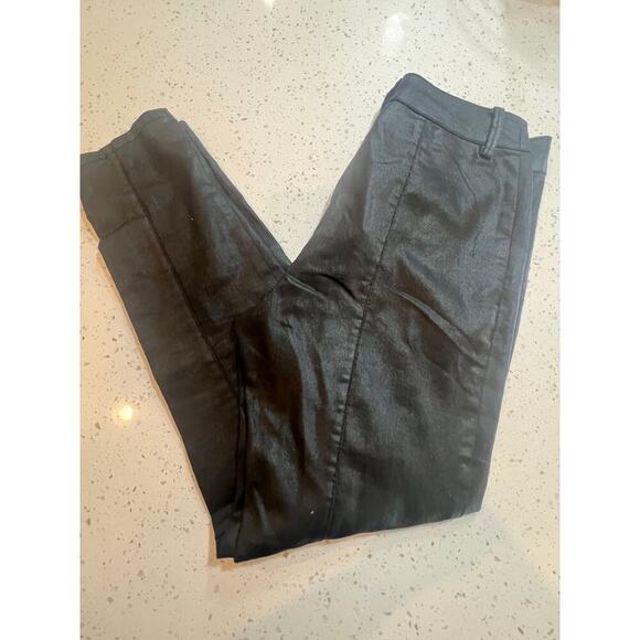 H&M BLACK SHINY PANTS BUTTON FLY WITH ANKLE ZIPPERS WOMENS SIZE 8 - Picture 5 of 6